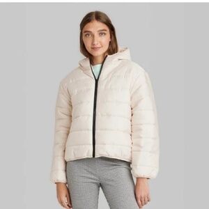 Wild Fable Jacket, Hooded, Women's Size XXL Light Beige